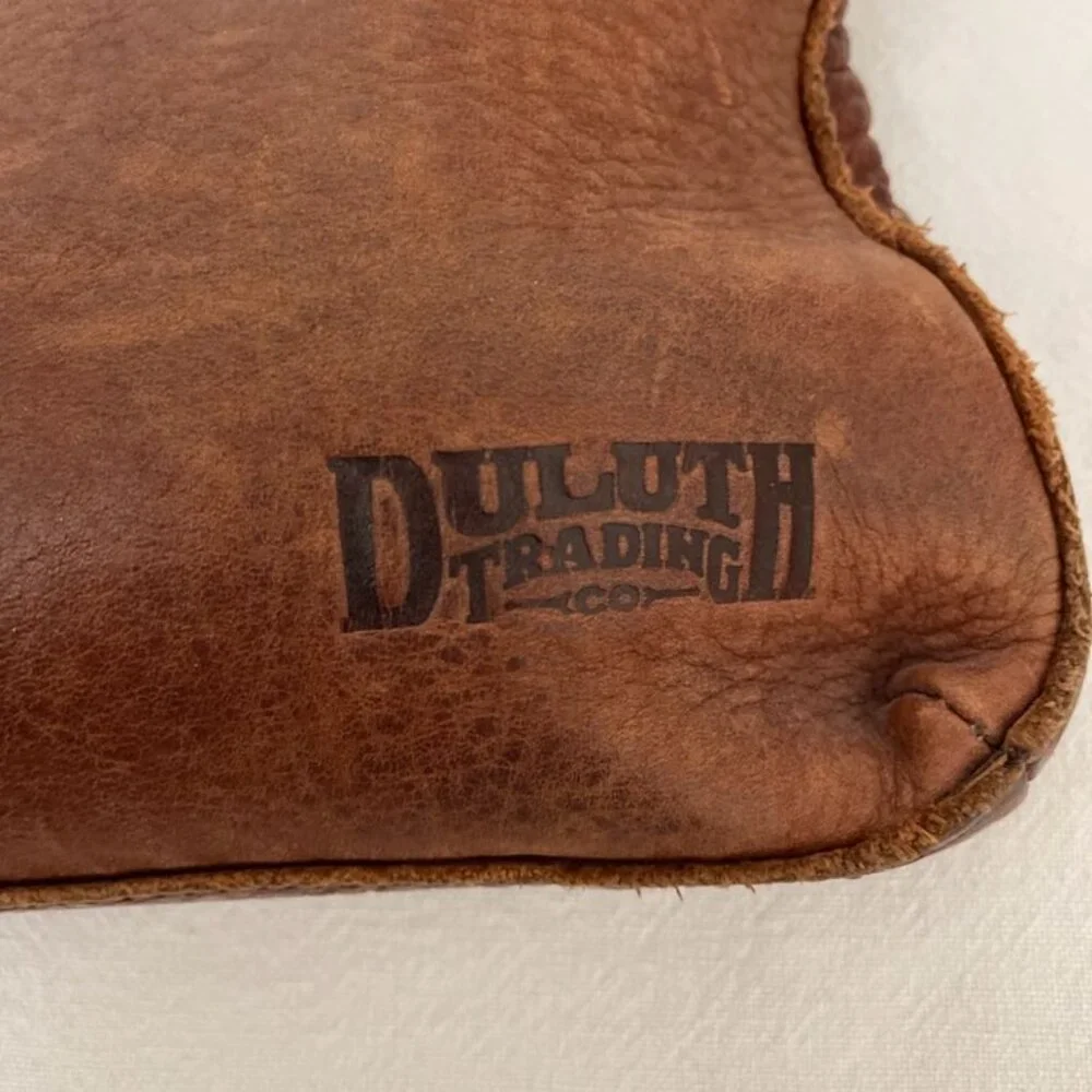 Duluth Trading Brown Leather Messenger Bag & Dust Bag Adjustable Shoulder Strap‎